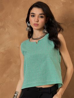 InWeave - Green Small Check W/S Top