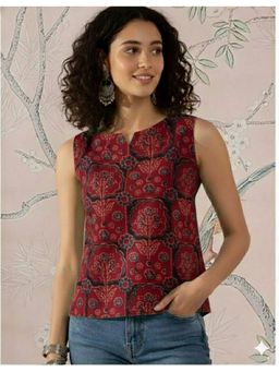 InWeave - Maroon Ajrakh Foil Print W/S Top