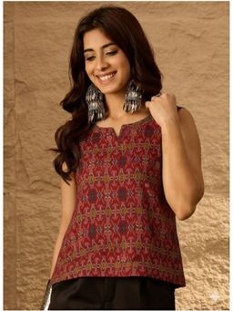 InWeave - Rust Patola Ikat Print Top