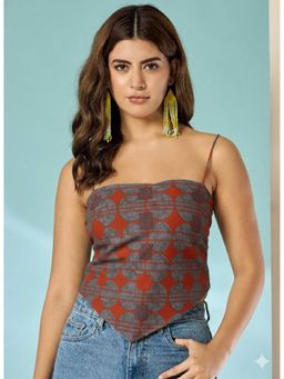 InWeave - Rust Shape Print Scarf Crop Top