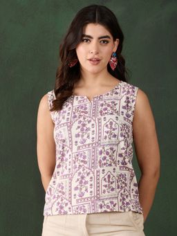 InWeave - Mauve Ethnic Window Floral Top