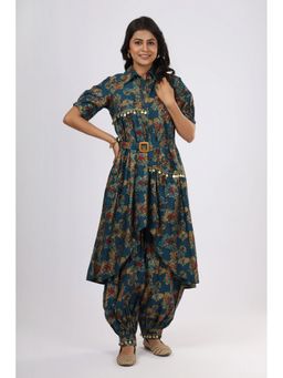 VGlame - Women Teal Chanderi Kurta with Salwar and Dupatta