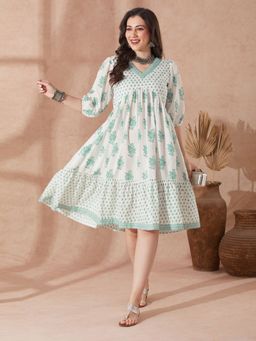 Globus - Women Green Cotton Midi Dress