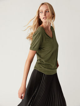 Marks & Spencer - Cotton Green Modal Blend Embellished T-Shirt