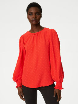 Marks & Spencer - Textured Crew Neck Blouse