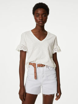 Marks & Spencer - White Pure Cotton Broderie Top