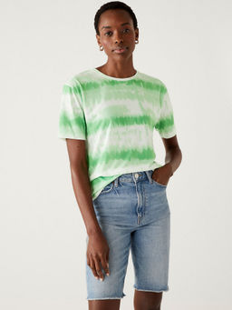 Marks & Spencer - Green Printed Crew Neck Relaxed T-Shirt