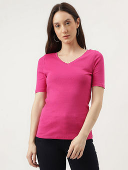 Marks & Spencer - Pink V-Neck Slim Fit T-Shirt