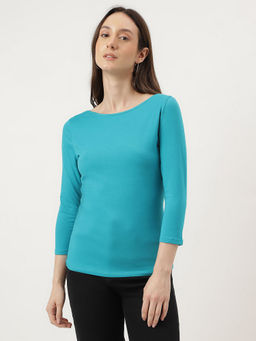 Marks & Spencer - Blue Fitted Slash Neck Tee