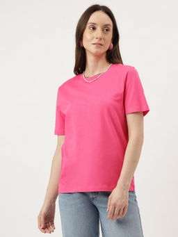 Marks & Spencer - Pink Straight Fit Crew Neck Tee
