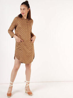 Marks & Spencer - Pure Viscose Printed Collared Neck Dress