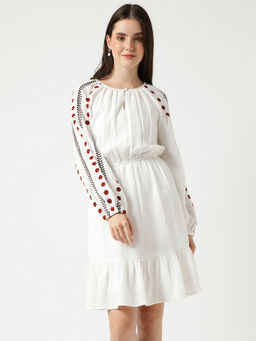 Marks & Spencer - Pure Cotton Embroidered Round Neck Dress