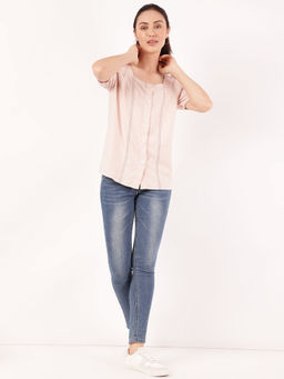 Marks & Spencer - Flax Linen Mix Plain Square Neck Shirt