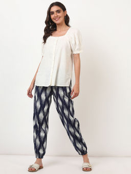 Marks & Spencer - Linen White Shell Button Top