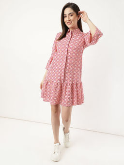 Marks & Spencer - Linen Mix Geometric Collared Neck Dress