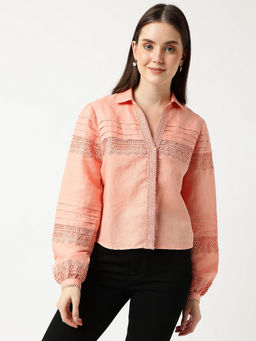 Marks & Spencer - Linen Mix Lace Collar Neck Shirt