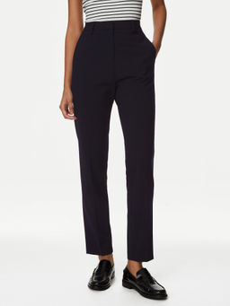 Marks & Spencer - Dark Navy Slim Fit Ankle Grazer Trousers with Stretch