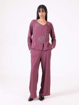 SHAYE - Dusty Pink Embroidered Party Co-Ord Set for Women