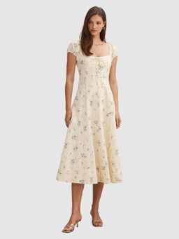 Forever New - Cream Sallie Tie Front Midi Dress