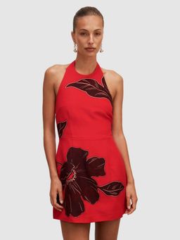 Forever New - Red Corinna Printed Linen Halter Neck Mini Dress