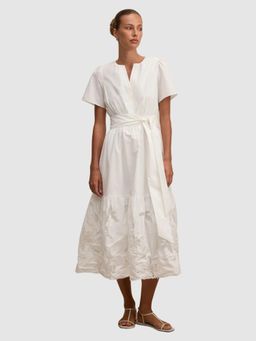 Forever New - White Matilda Embroidered Midi Dress with Belt