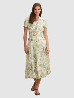 Forever New - White Avery Short Sleeve Seam Detail Midi Dress with Belt