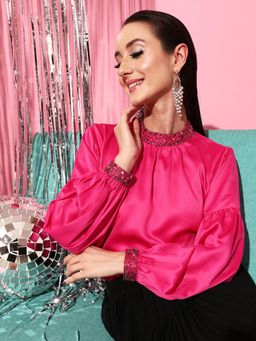 STREET 9 - Pink Embellished Top