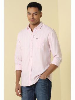 Allen Solly - Men Pink Regular Fit Stripe Full Sleeves Casual Shirt