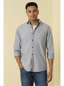 Allen Solly - Men Grey Regular Fit Solid Full Sleeves Casual Shirt