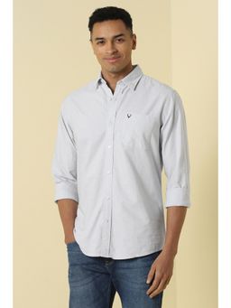 Allen Solly - Men Grey Regular Fit Solid Full Sleeves Casual Shirt