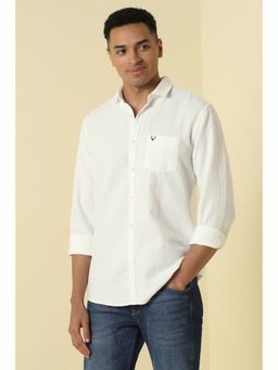 Allen Solly - Men White Regular Fit Textured Full Sleeves Casual Shirt