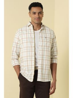 Allen Solly - Men Beige Regular Fit Check Full Sleeves Casual Shirt