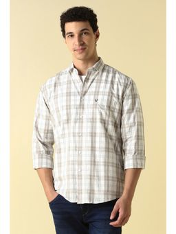 Allen Solly - Men Beige Regular Fit Check Full Sleeves Casual Shirt