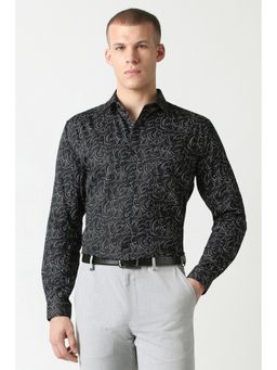 Van Heusen - Men Black Print Full Sleeves Formal Shirt