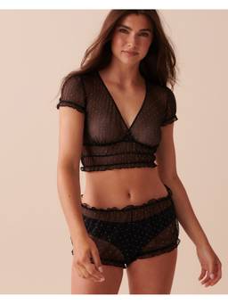 La Vie En Rose - Swiss Dot Mesh Bralette And Panty