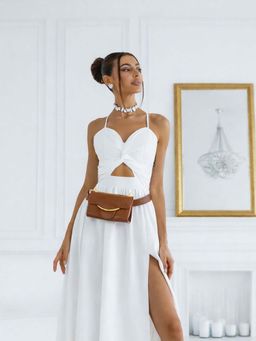 Odette - Brown Pu Metallic Design Belt Bag for Women