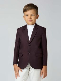 Kids Island - Boys Maroon Solid Elegance Blazer