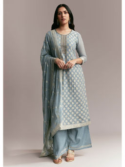 KALKI FASHION - Women Blue Woven Kurta with Palazzo and Dupatta