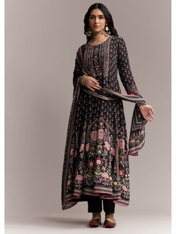 KALKI FASHION - Women Black Floral Anarkali Kurta with Pant and Dupatta