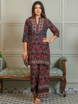 Autumnlane - Women Maroon Printed Co-Ord Set