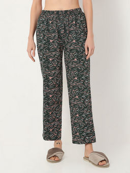 Smarty Pants - Soft Cotton Olive Color Abstract Print Lounge Wear Pajama
