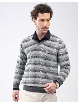 Monte Carlo - Men Regular Fit V Neck Full Sleeve Abstract Pullover Sweater