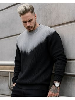 Bewakoof - Men's Jet Black Ombre Oversized Sweater