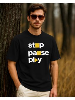 Bewakoof - Men Jet Black Spp Typography Oversized T-Shirt