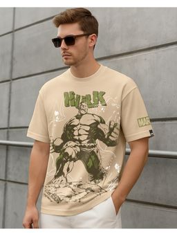 Bewakoof - Brown Graphic Printed Oversized T-Shirt