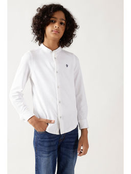 One Friday - Boys White Regular Fitted Solid Shirt