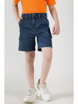 One Friday - Boys Blue Regular Fitted Solid Shorts