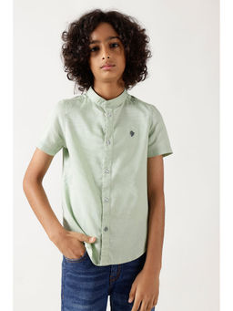 One Friday - Boys Mint Green Half Sleeve Solid Shirt