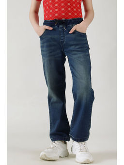 One Friday - Boys Medium Blue Loose Fit Solid Jeans