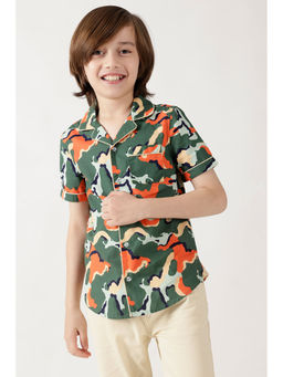 One Friday - Boys Multicolour Loose Fit Half Sleeve Printed Shirt